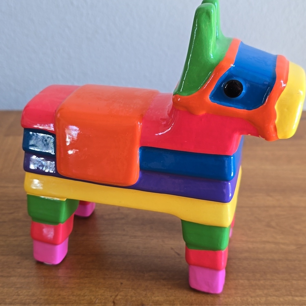 Vintage Kikkerland Piñata Piggy Bank Colorful Ceramic Money Bank Decor - Picture 2 of 9